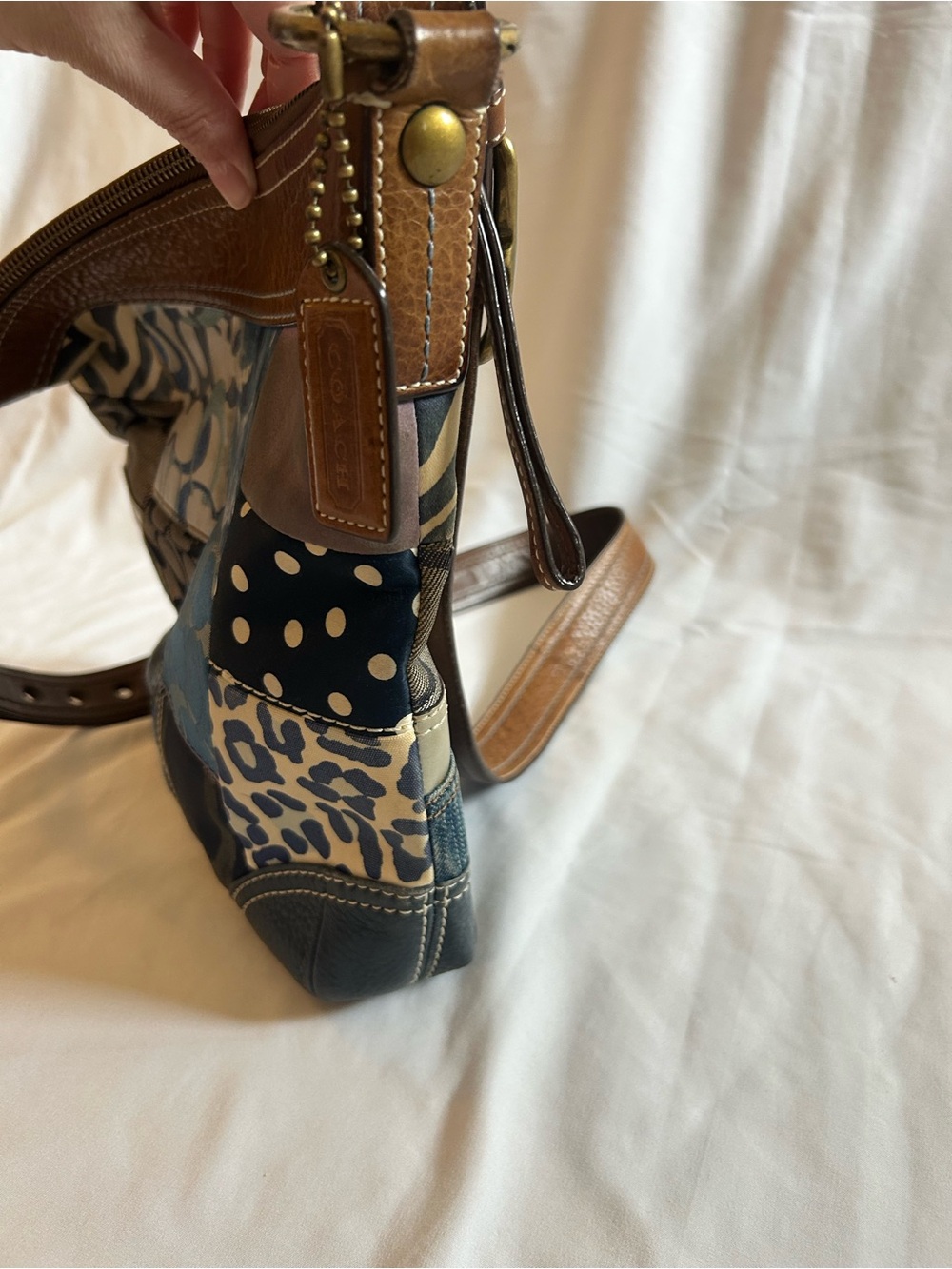 Coach Patchwork Denim and Brown Leather Crossbody - Picture 5 of 17